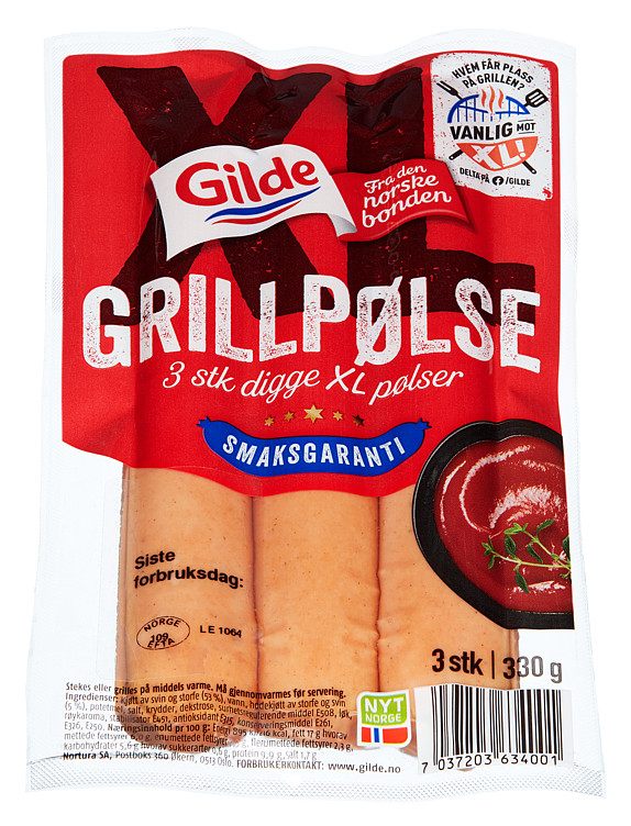 Grillpølse Xl 330g Gilde