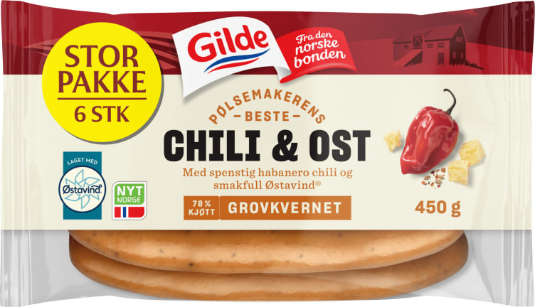 Chili&Ostepølse 450g Gilde