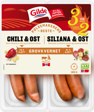Chili & Ost og Siliana & Ost 300g Gilde