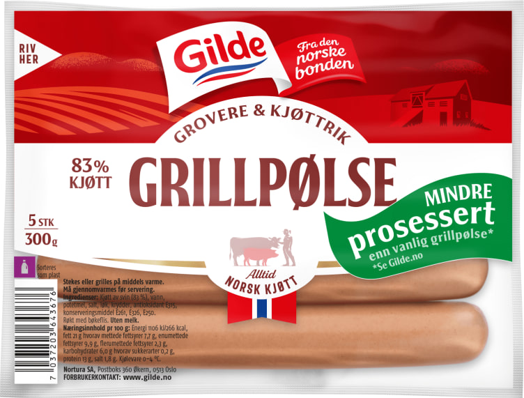 Grillpølser Grov 300g Gilde