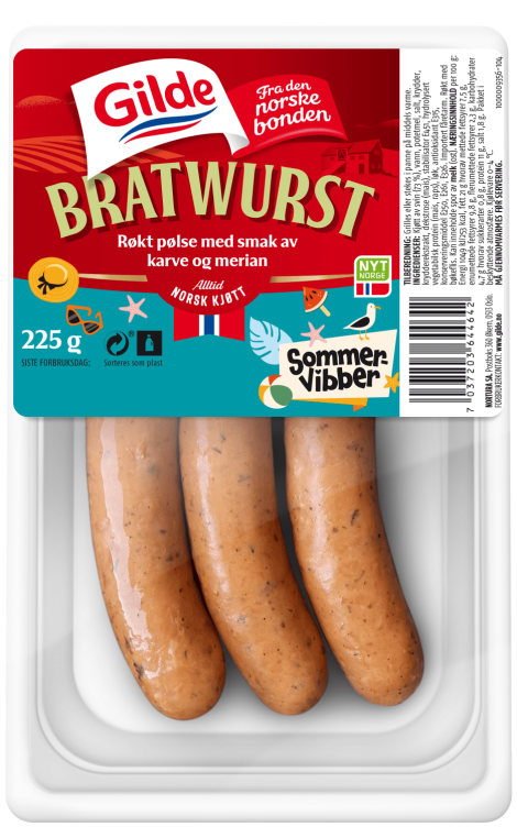 Spesialpølse Røkt Bratwurst 225g Gilde