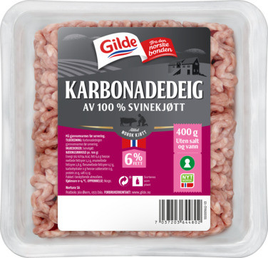Karbonadedeig Svin uten Salt og Vann 6% 400g