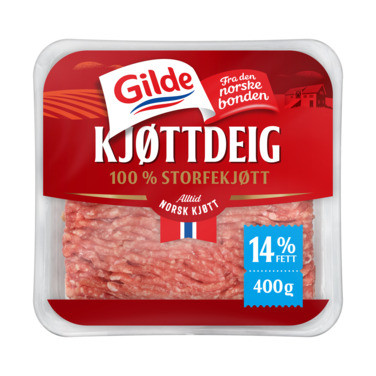 Kjøttdeig Storfe uten Salt og Vann 14% 400g Gilde