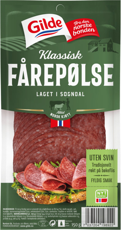 Fårepølse skivet 150g Gilde