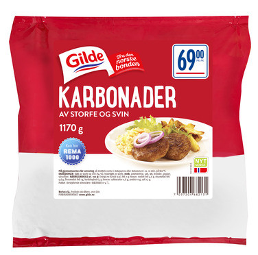 Karbonader av Storfe og Svin 1,17kg