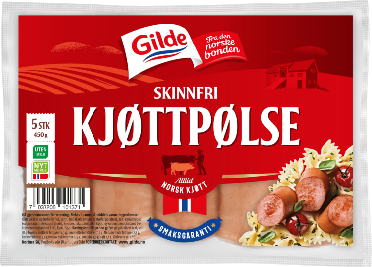 Kjøttpølse Skinnfri 450g Gilde