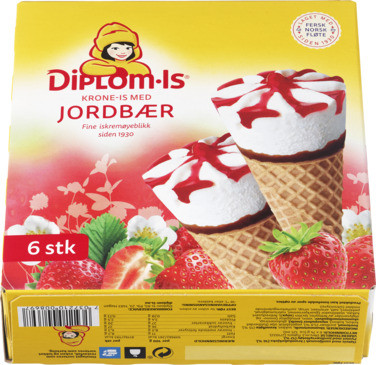 Diplom-is Krone-is Jordbær 6stk
