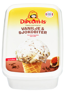 Vanilje med Sjokobiter 1.2l Diplom-is