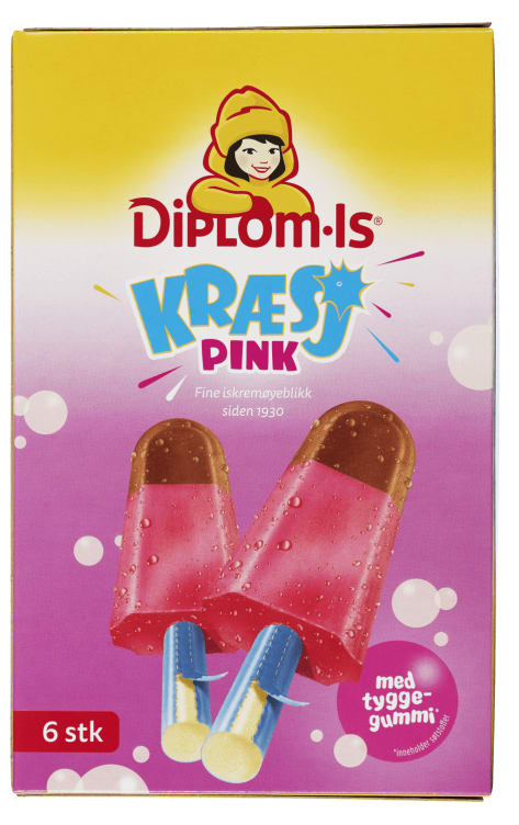 Kræsj Pink Is 6stk Diplom-Is