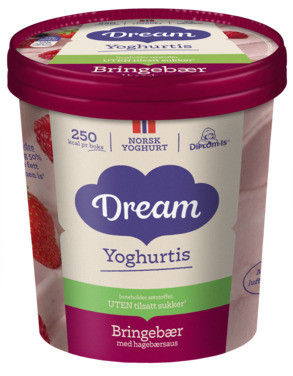 Dream Yoghurtis Bringebær uten Sukker 450ml