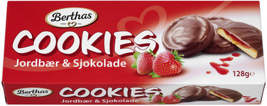 Jordbær og Sjokolade Cookies 128g Berthas