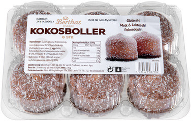 Kokosboller 6pk 140g Berthas