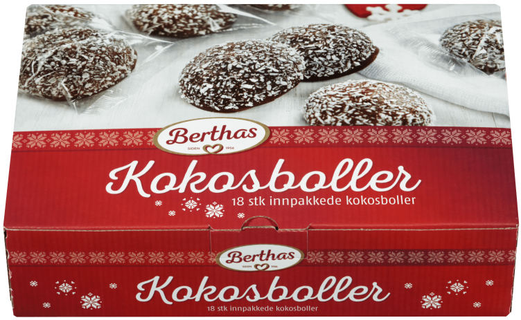 Kokosboller 18stk 420g Berthas
