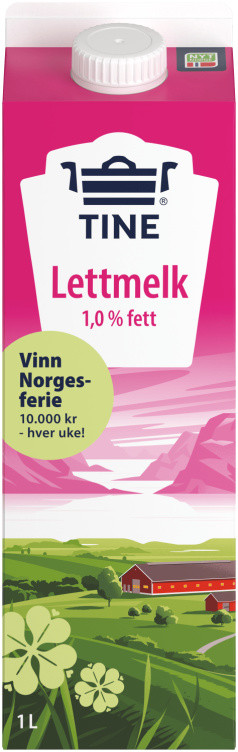 Lettmelk 1,0% 1l Tine