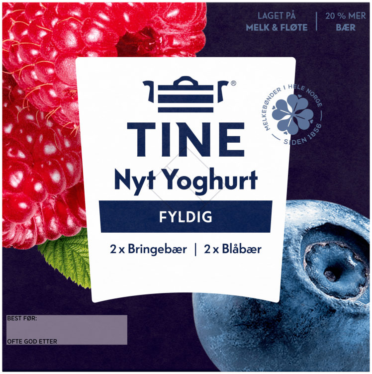 Yoghurt Nyt Blåbær/Bringebær 4x125g Tine