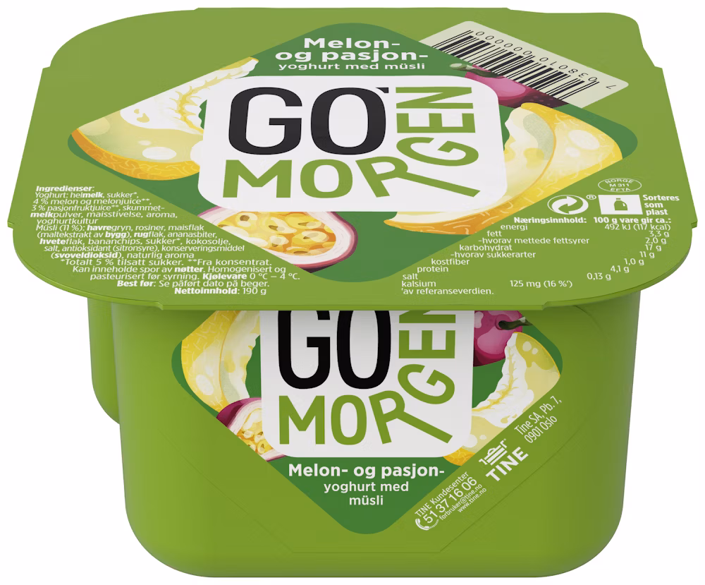 Go'morgen Melon- og Pasjonyoghurt med Müsli 190 g