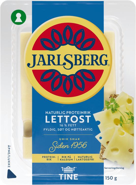Jarlsberg Lett 16% skivet 150g Tine