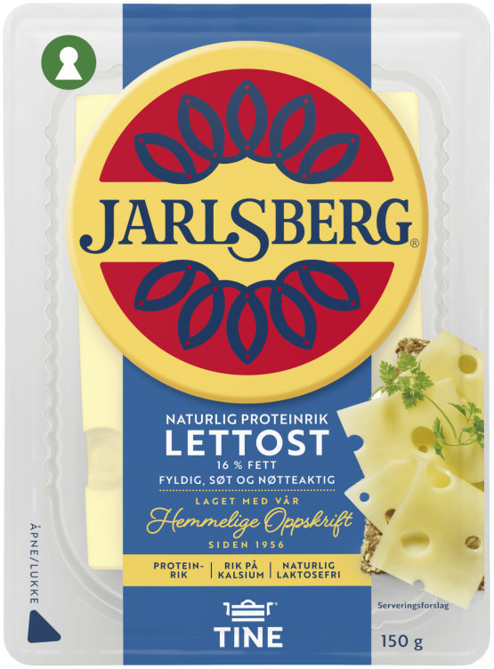 Jarlsberg Lett 16% skivet 150g Tine