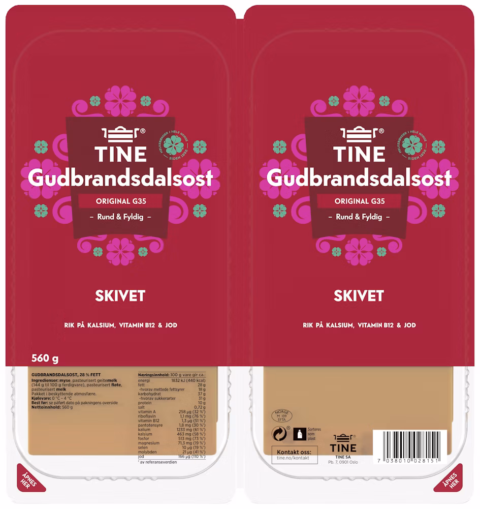 Gudbrandsdalsost Hotellbrett Skivet, 560 g
