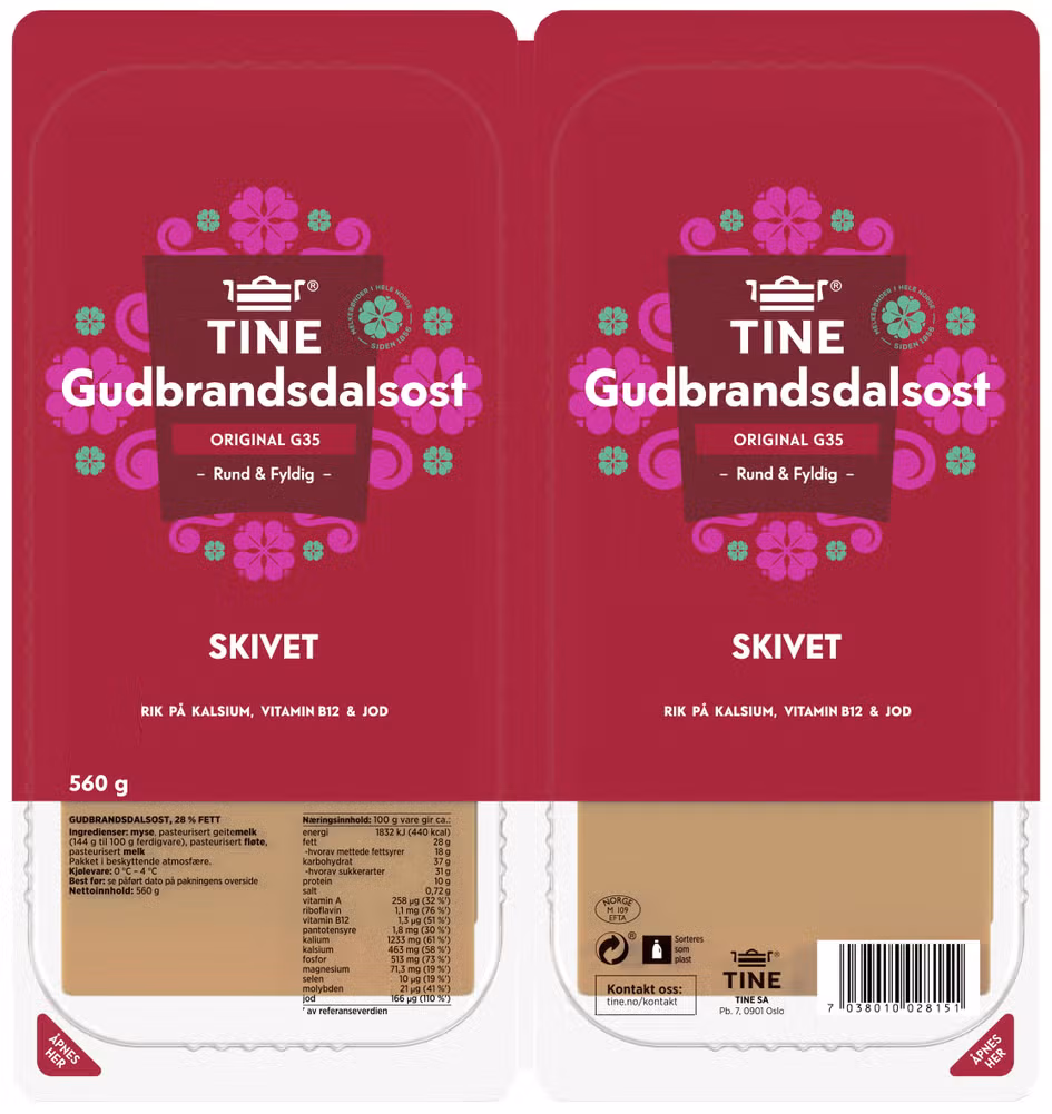 Gudbrandsdalsost hotellbrett Skivet, 560 g
