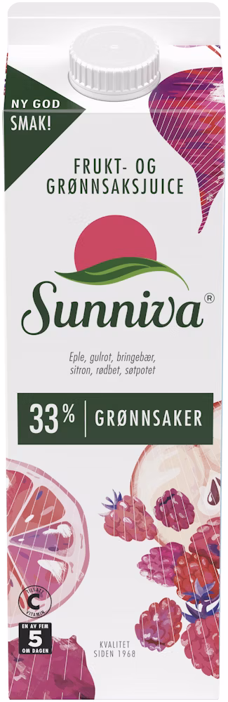 Supri med Eple, Gulrot, Bringebær & Sitron 32% grønnsaker, 1 l