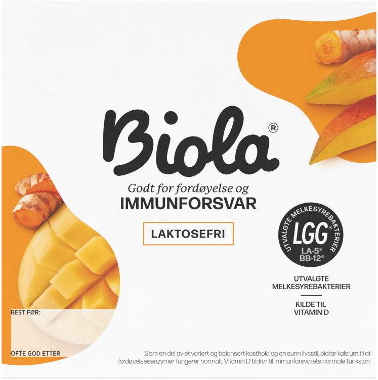 Biola Yoghurt Mango/Gurkemeie 4x125g Tine