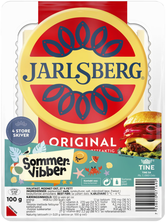 Jarlsberg skivet 100g Sommervibber