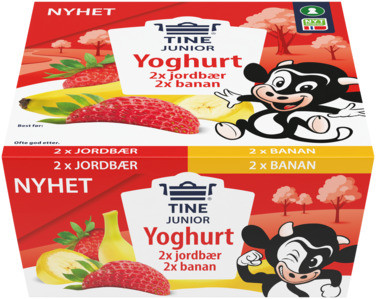 Junior Yoghurt Jordbær/banan 4x125g Tine