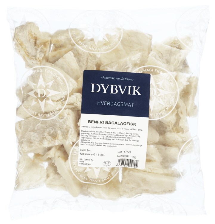 Klippfisk i Biter Benfri 1kg Dybvik