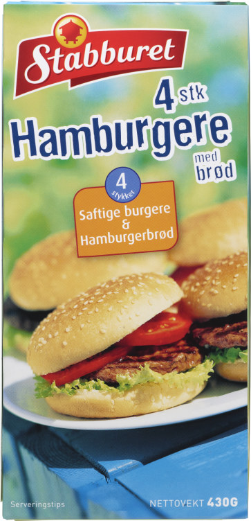 Hamburgere m/Brød 4stk Stabburet