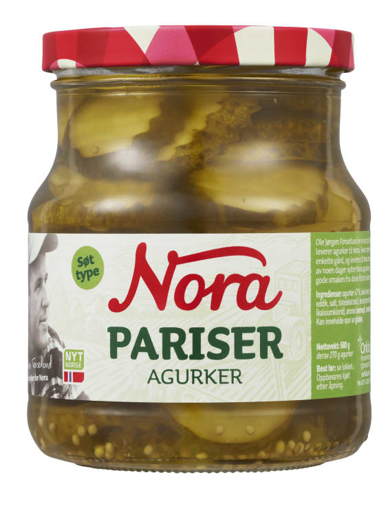 Pariseragurker Skivede 580g Nora