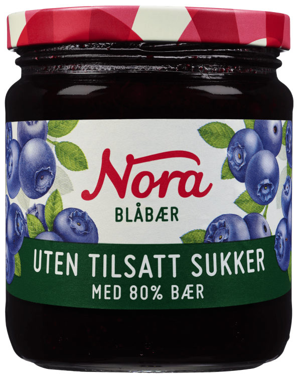 Blåbærsyltetøy 80% u/Tilsatt Sukker 275g Nora