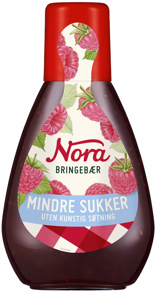 Bringebærsyltetøy, mindre sukker Squeezy, 400 g