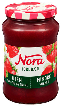 Nora Jordbær Mindre Sukker 530g