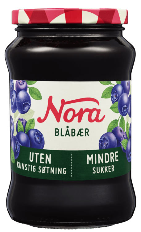 Blåbærsyltetøy Mindre Sukker 530g Nora