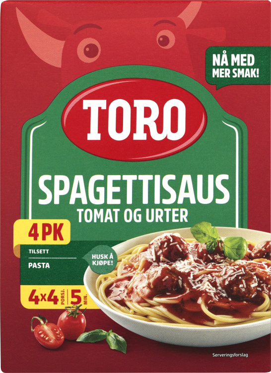Spagettisaus Tomat&Urter 4pk Toro