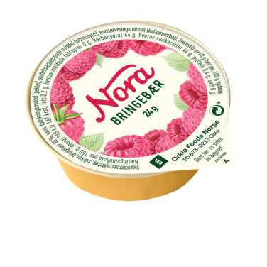 Bringebærsylt Porsj 24g Nora