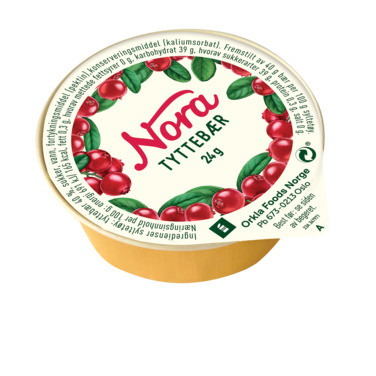Tyttebærsylt Porsj 24g Nora