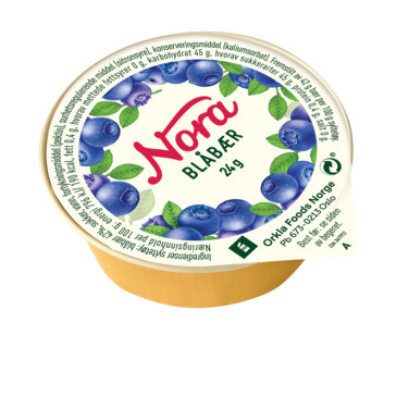 Blåbærsylt Porsj 24g Nora