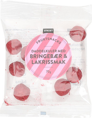 Street Daddelkuler Bringebær og Lakris 70g