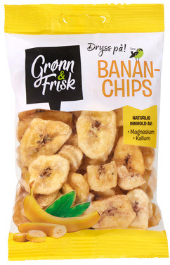 Bananchips Tørket 90g Grønn & Frisk