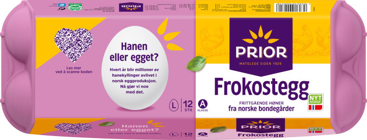 Frokostegg Frittgående L 12stk Prior