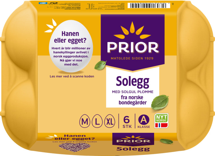 Egg Frittgående m/L/XL Solegg 6stk Prior