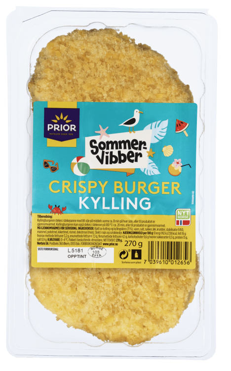 Crispy Burger Av Kylling 270g Prior