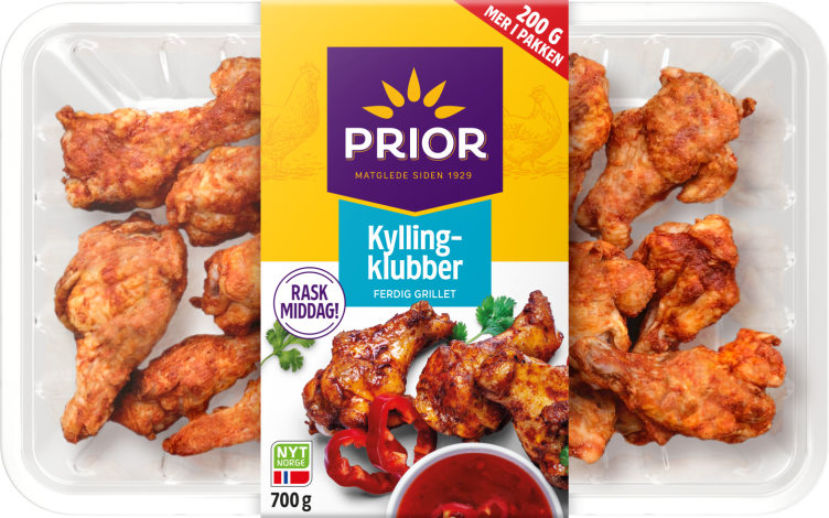 Kylling Vingeklubb Grillet 700g Prior