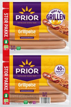Grillpølse Kylling/kalkun 2x600g