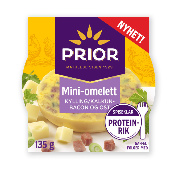 Mini Omelett Bacon, Løk og Ost 135g Prior