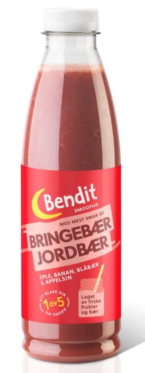 Smoothie Bringebær&Jordbær 750ml Bendit