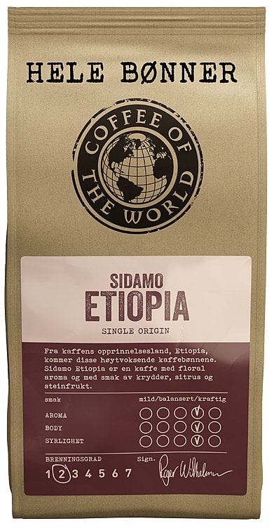 Sidamo Etiopia Hele Bønner 340g Cotw
