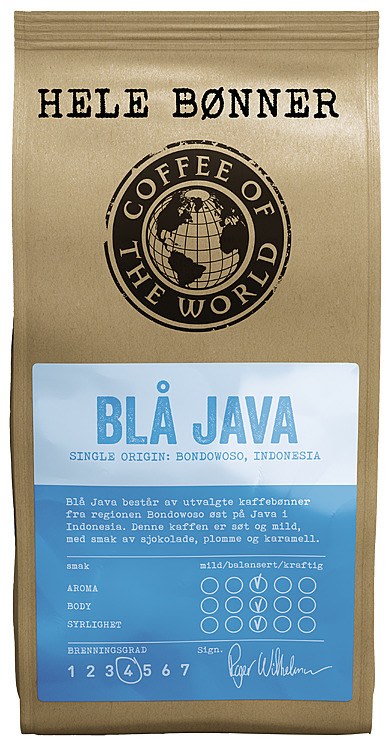 Blå Java Hele Bønner 340g Cotw